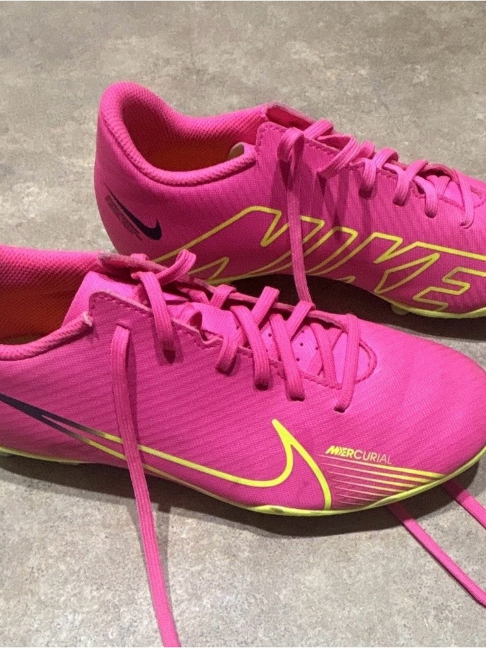 Nike Girls Mercurial Pink and Yellow Soccer Cleats